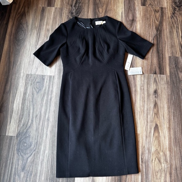 Eliza J black pleated top fit and flare dress size 8 NWT - Picture 1 of 10